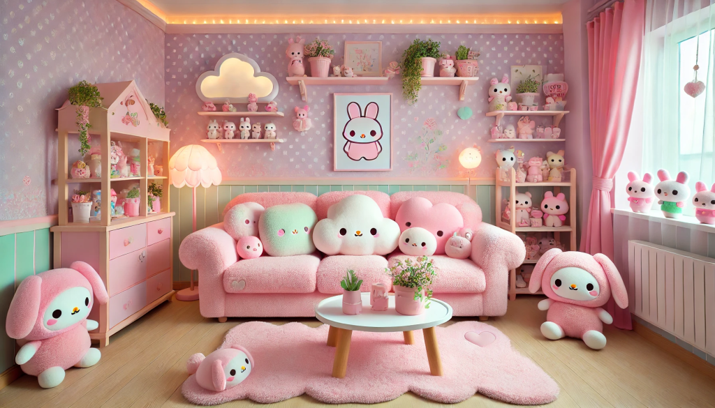 A Kawaii-style aesthetic living room