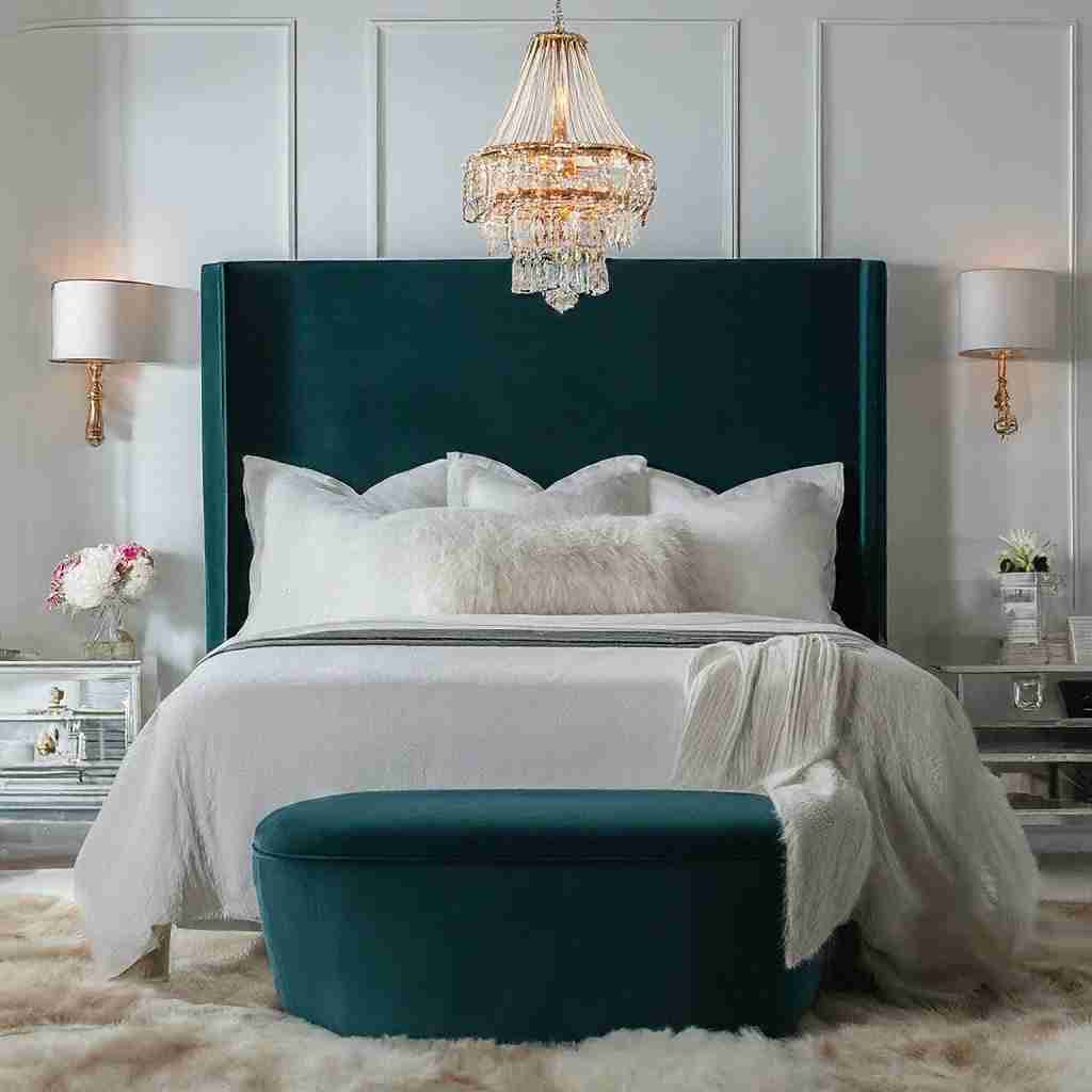 A luxurious Hollywood Glam aesthetic bedroom ideas 