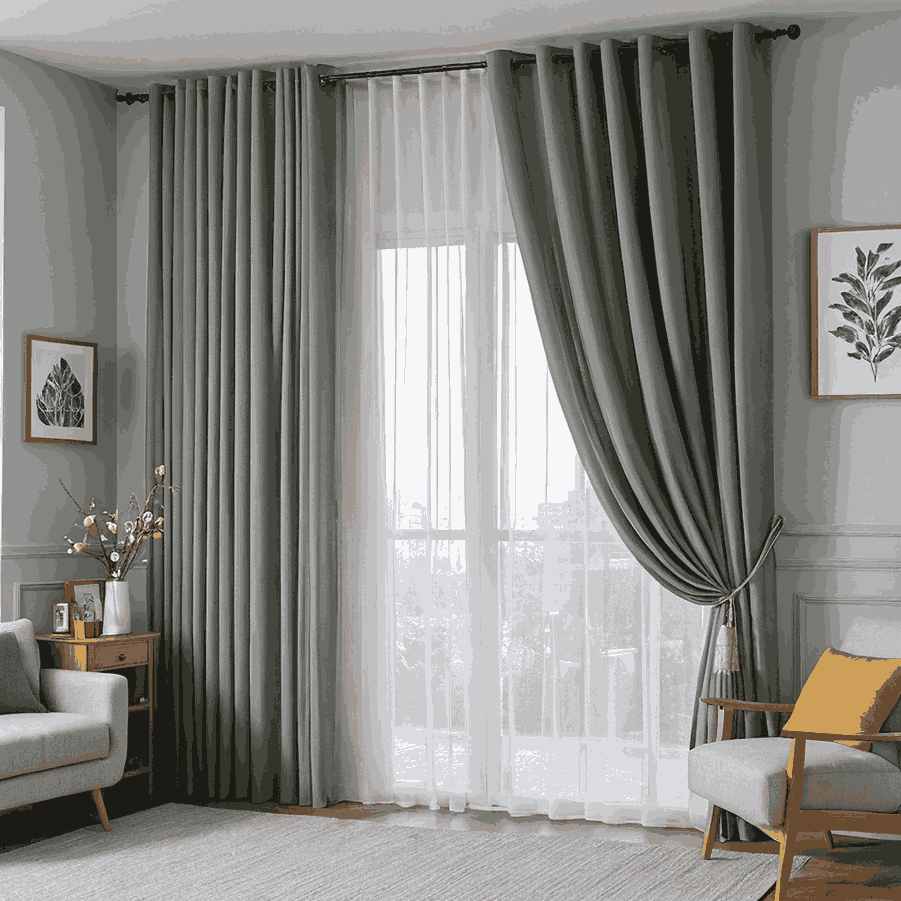A stylish living room showcasing lounge curtain ideas alongside a comfortable chair for relaxation.