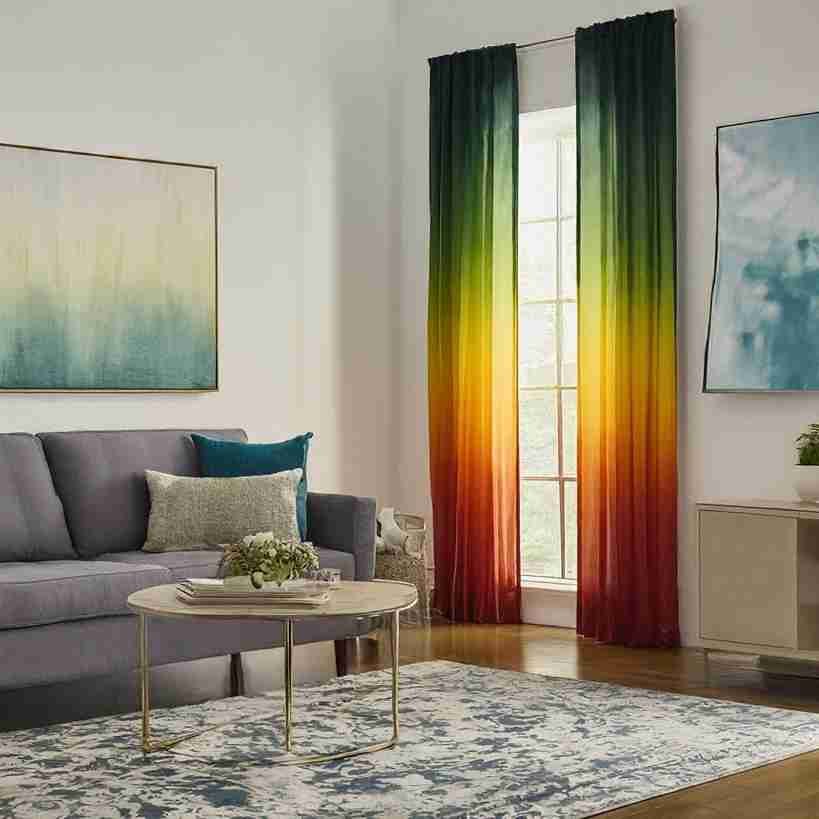 omber curtain living room ideas